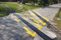 Munkavédelmi festés, Vasúttörténeti múzeum,  botlásveszély felfestés